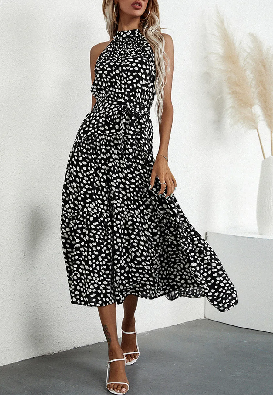 Halter Neck Ruffle Maxi Dress