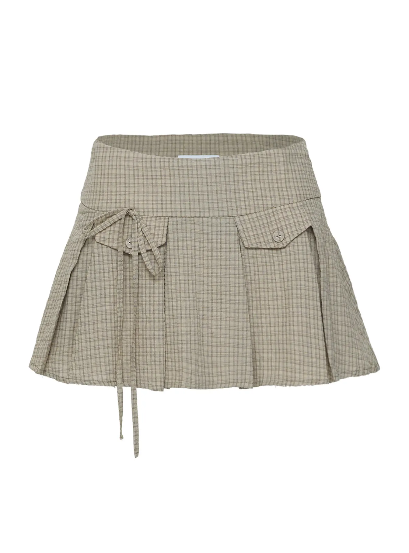 Hariette Pleat Mini Skirt Brown Plaid