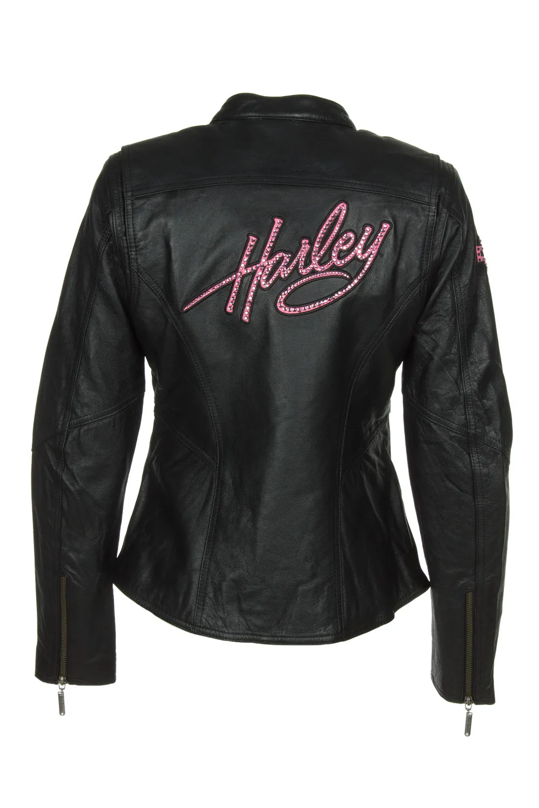 Harley-Davidson 98022-12VW Women's Jacket Pink Label Embellished Black Leather