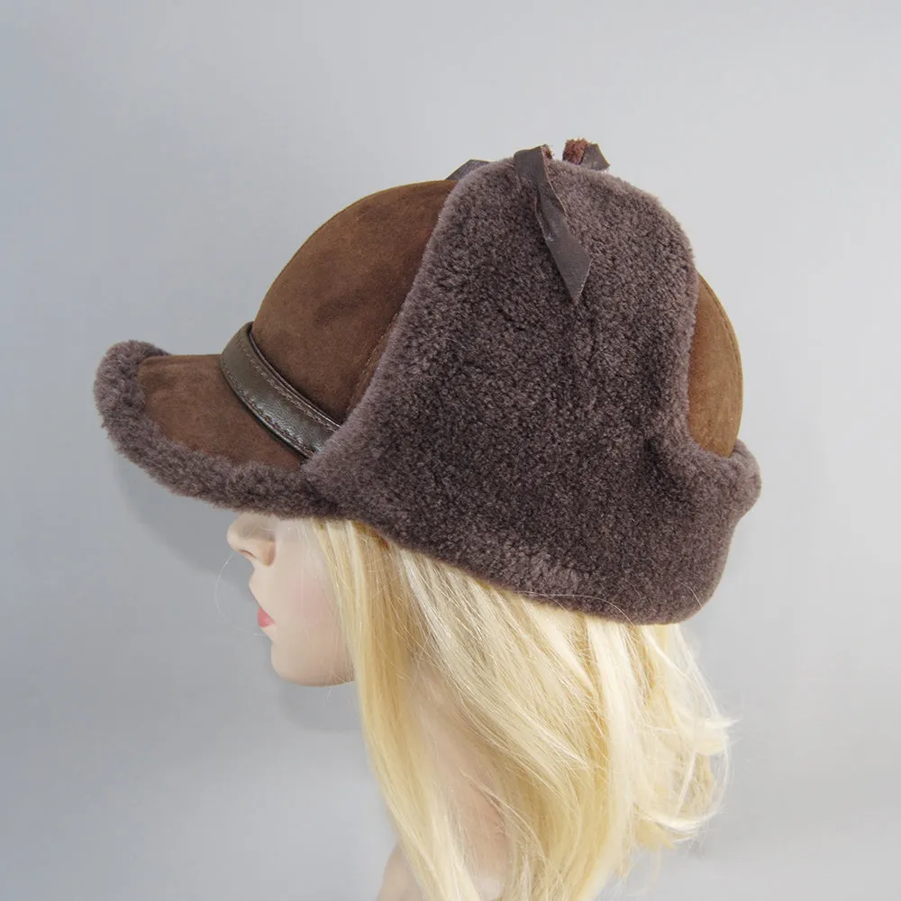 High Quality Real Fur Hat Lamb Wool Winter Bomber Hats Earflaps Cap