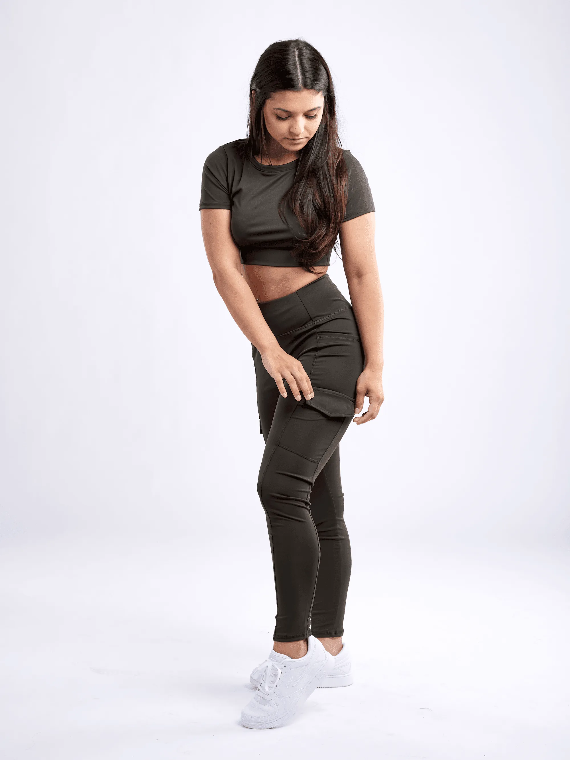 High-Waisted Leggings with Side Cargo Pockets