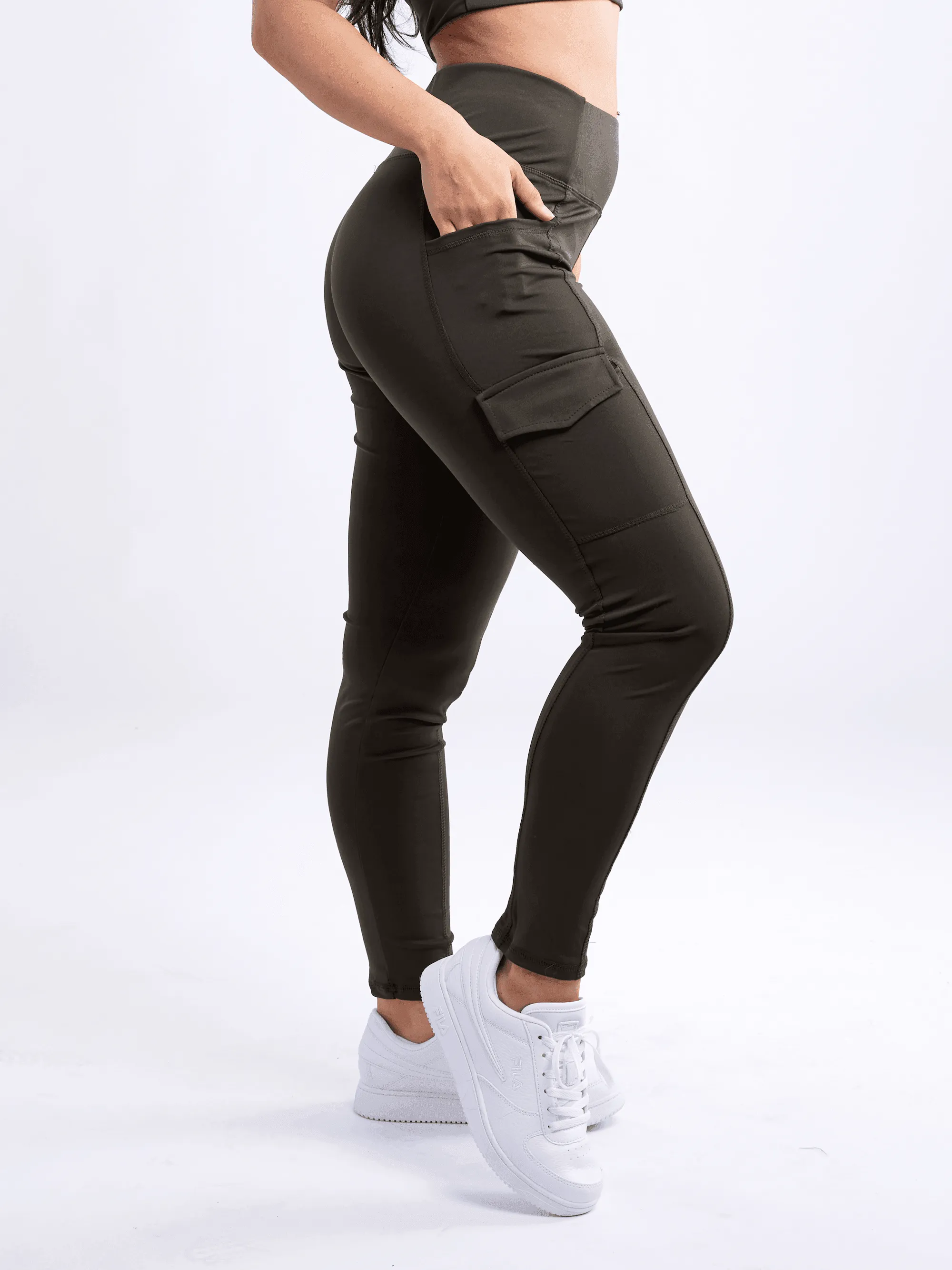 High-Waisted Leggings with Side Cargo Pockets