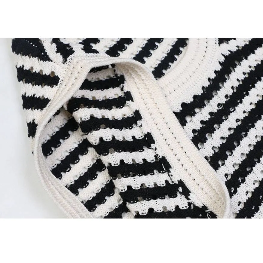 Hollow Breathable Striped Vest Sweater