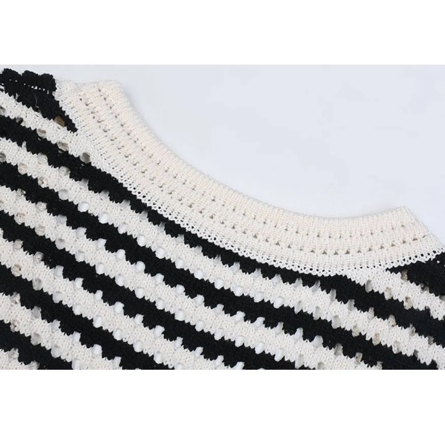 Hollow Breathable Striped Vest Sweater