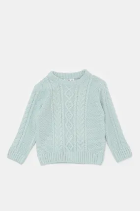 Infant Boys Mint Cable Knitted Pullover