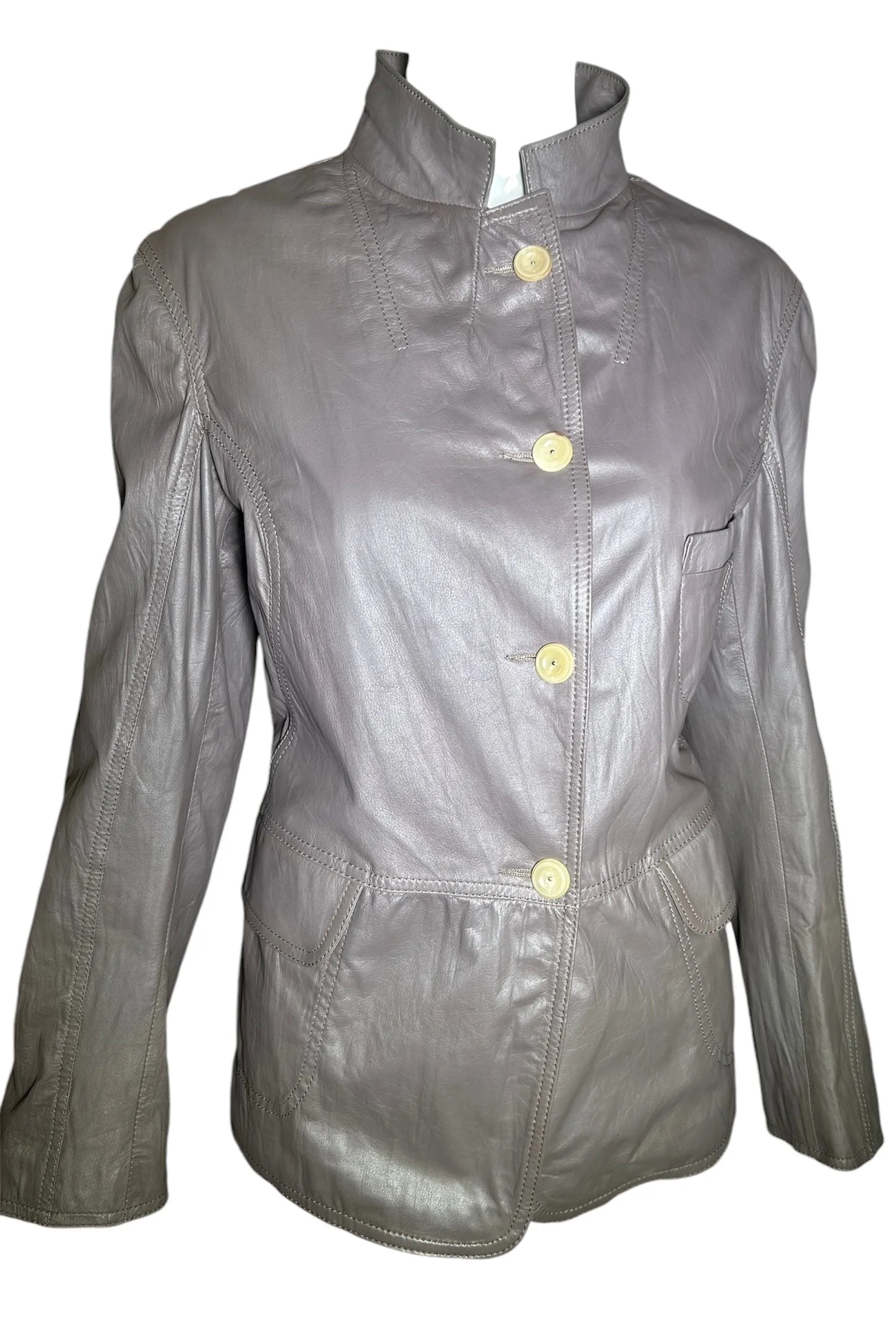 Jil Sander Y2K Grey Leather Jacket, New