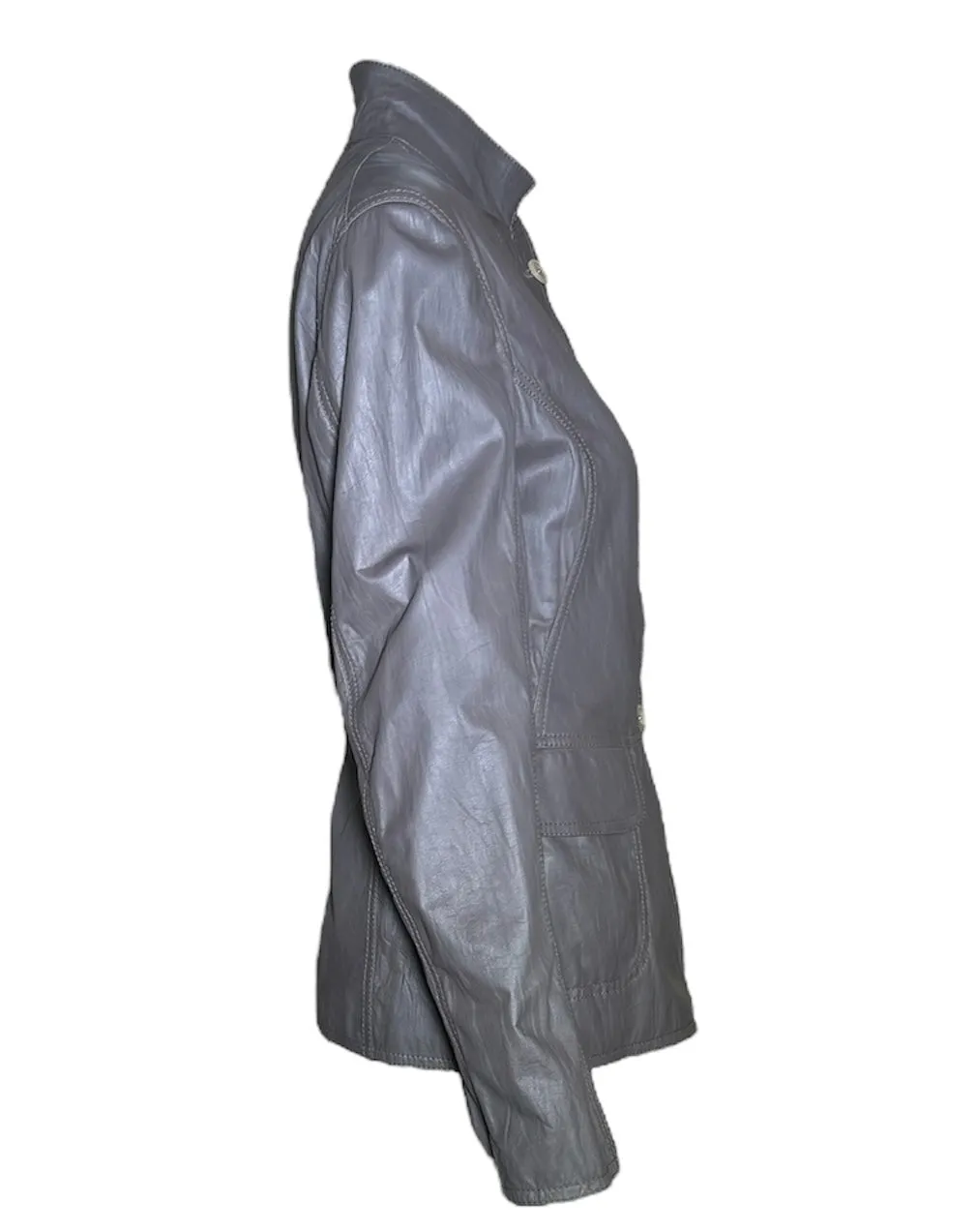 Jil Sander Y2K Grey Leather Jacket, New