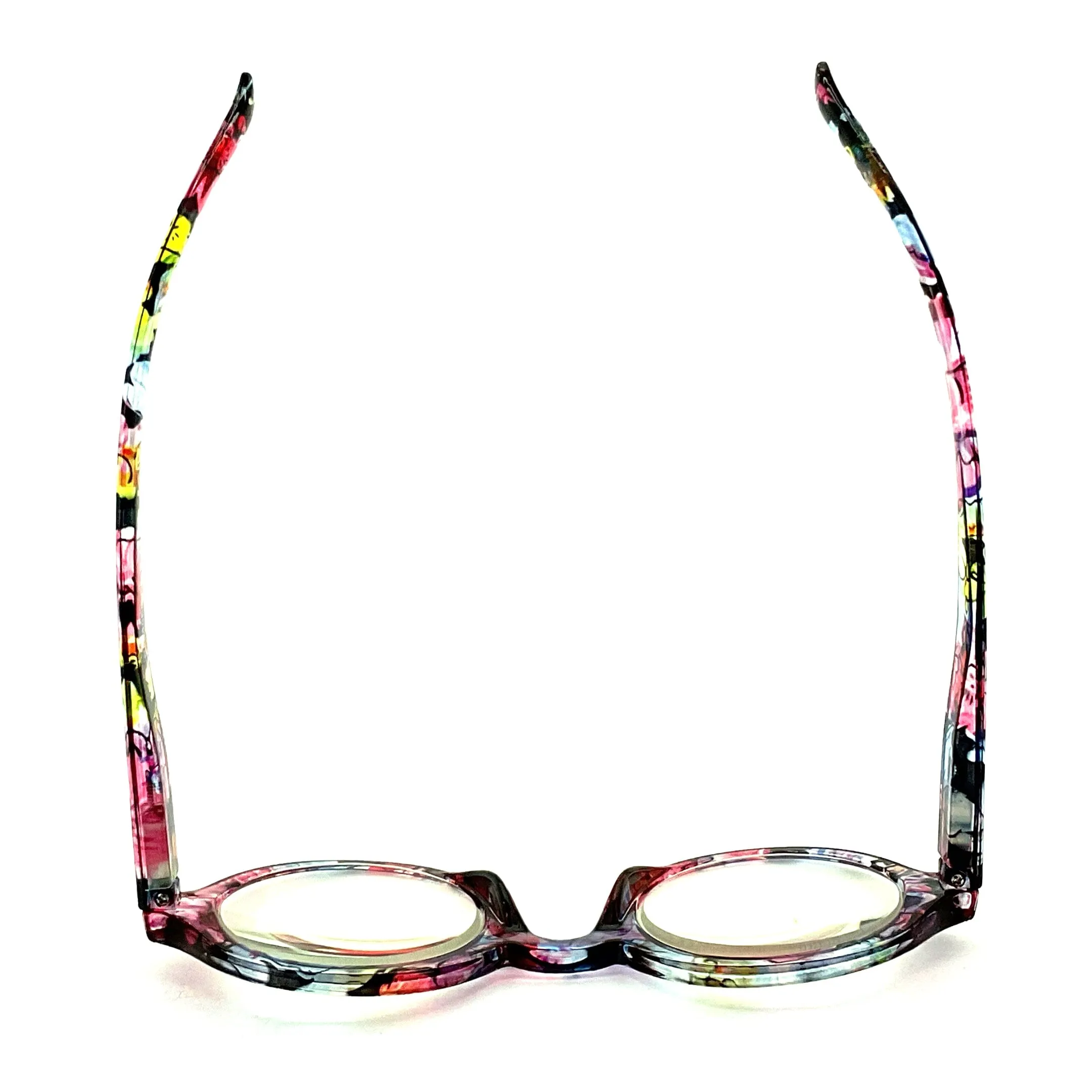 Jive Bomber Round Tye-Die & Fun Print Blue Light Blocking Reading Glasses