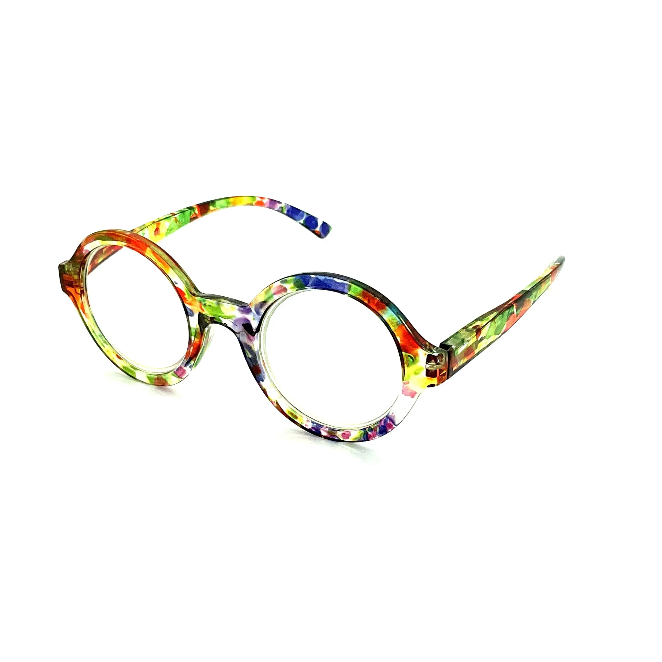 Jive Bomber Round Tye-Die & Fun Print Blue Light Blocking Reading Glasses