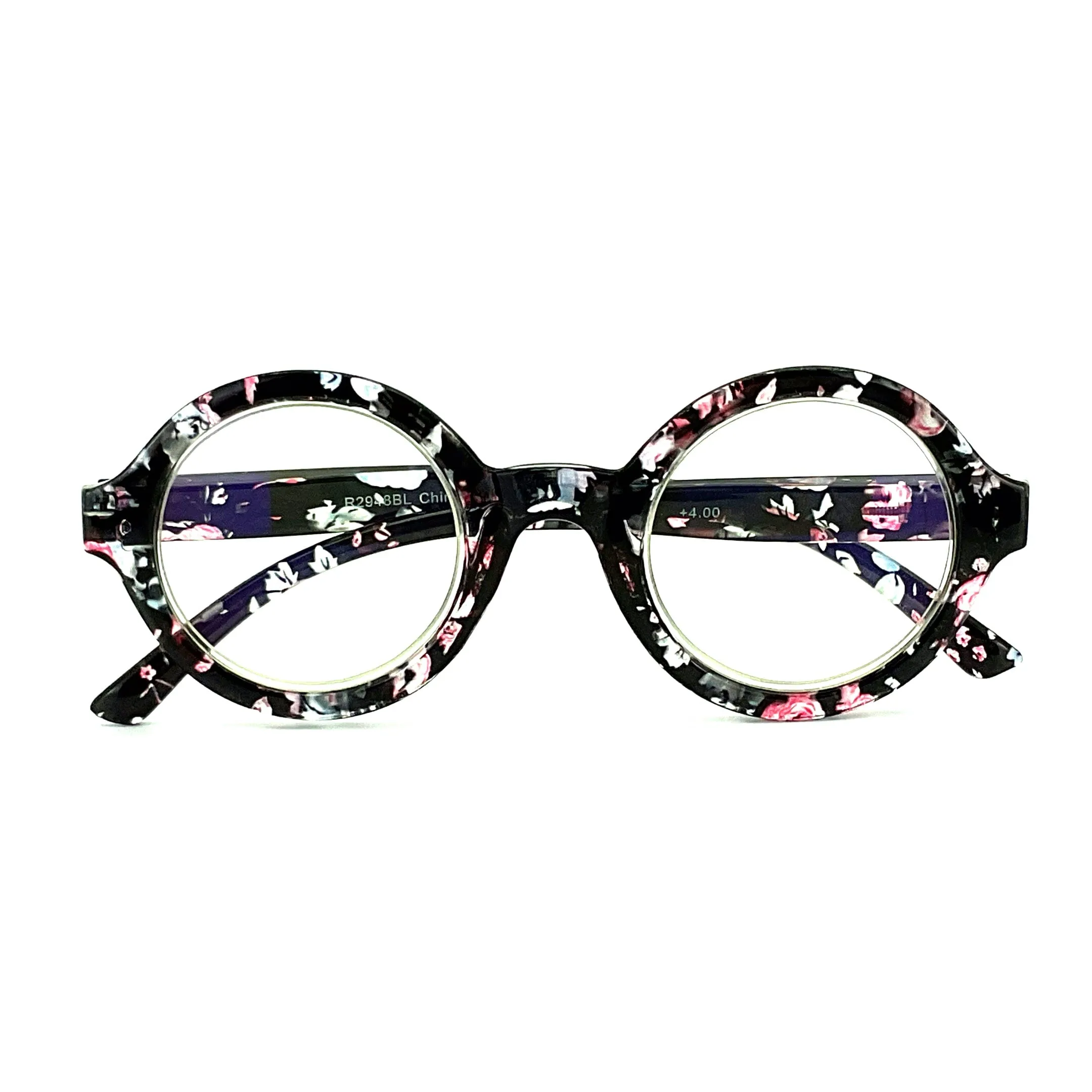 Jive Bomber Round Tye-Die & Fun Print Blue Light Blocking Reading Glasses