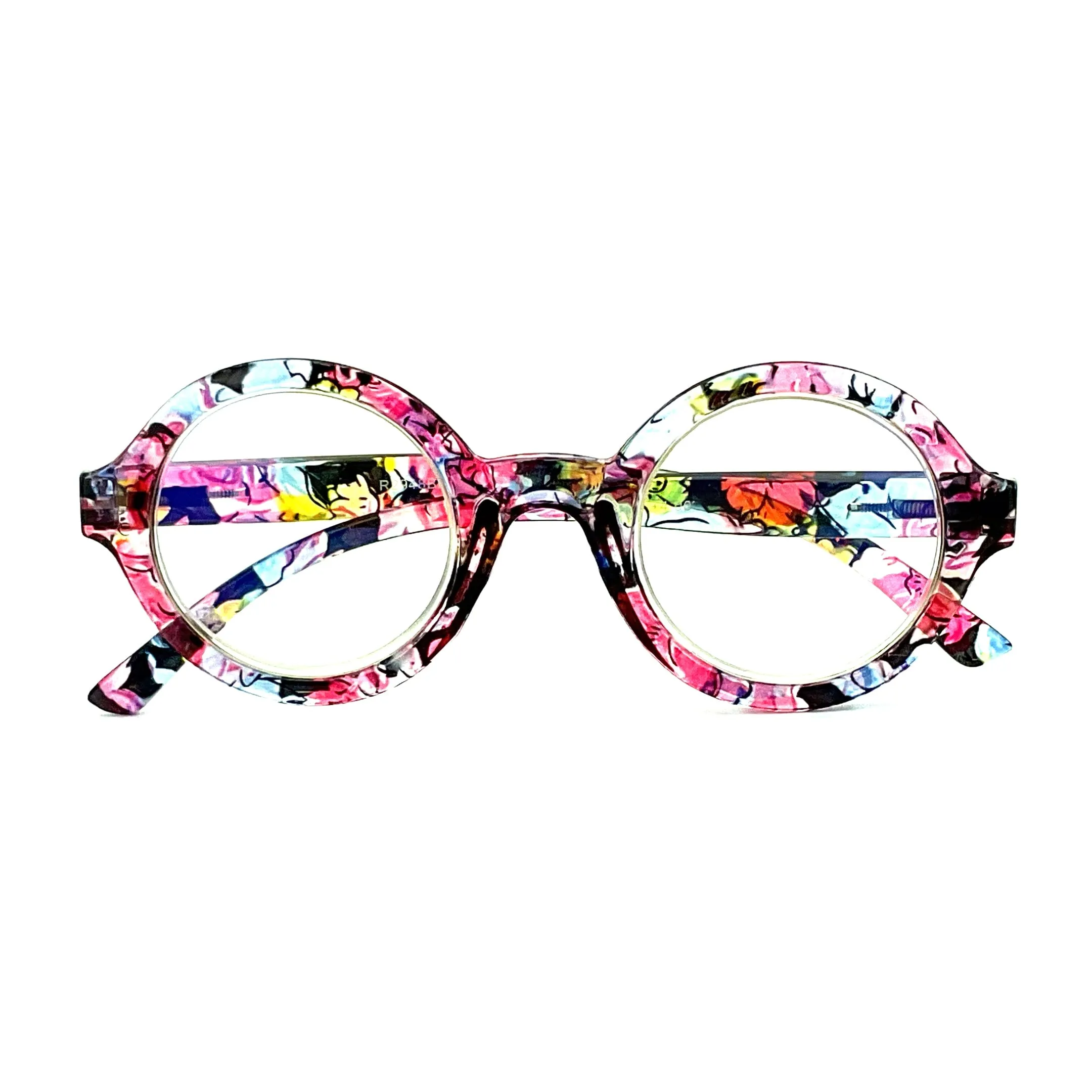 Jive Bomber Round Tye-Die & Fun Print Blue Light Blocking Reading Glasses