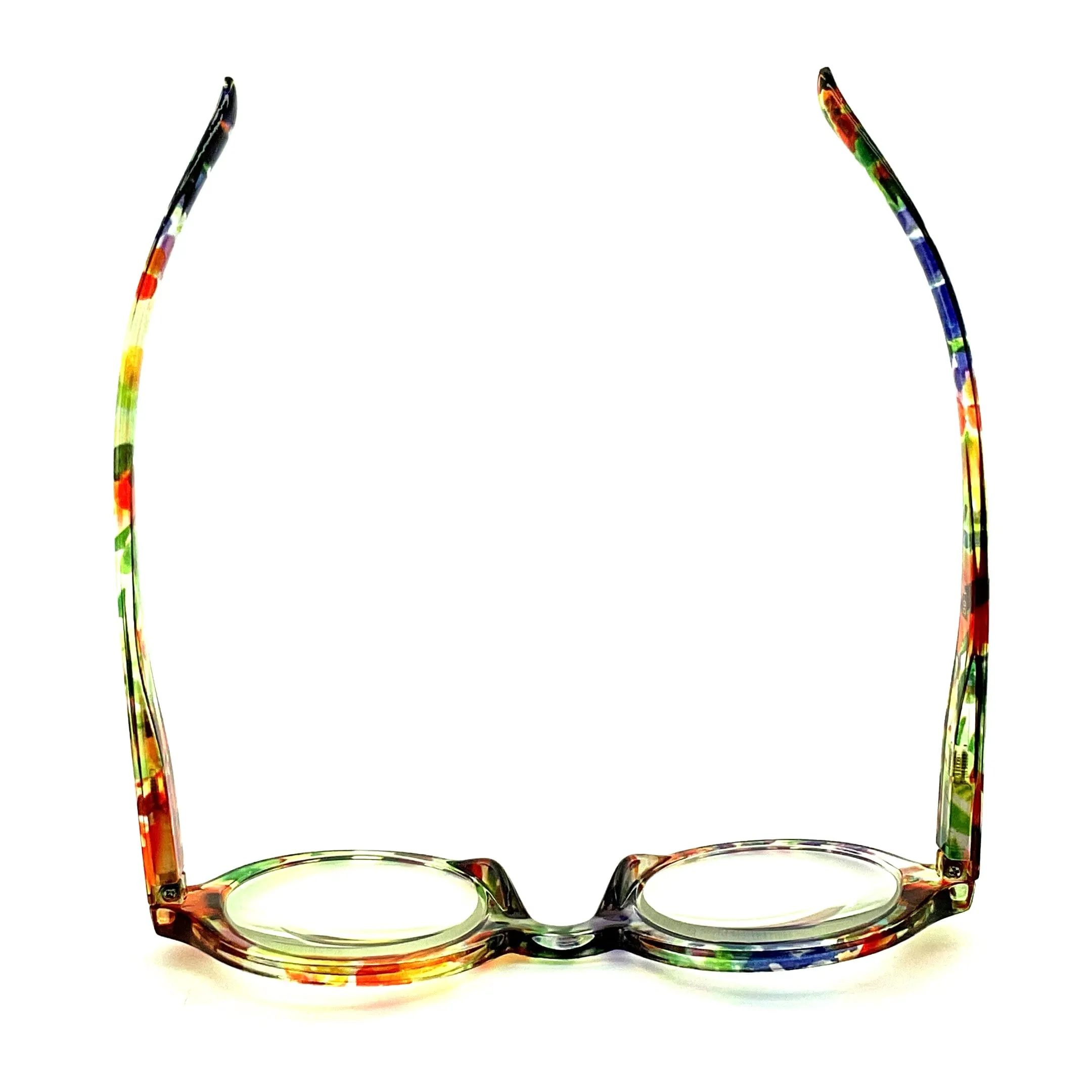 Jive Bomber Round Tye-Die & Fun Print Blue Light Blocking Reading Glasses