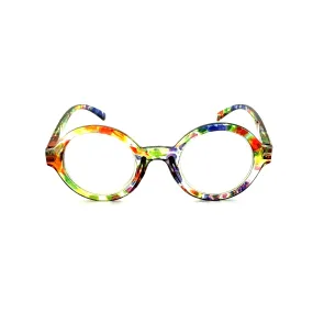 Jive Bomber Round Tye-Die & Fun Print Blue Light Blocking Reading Glasses