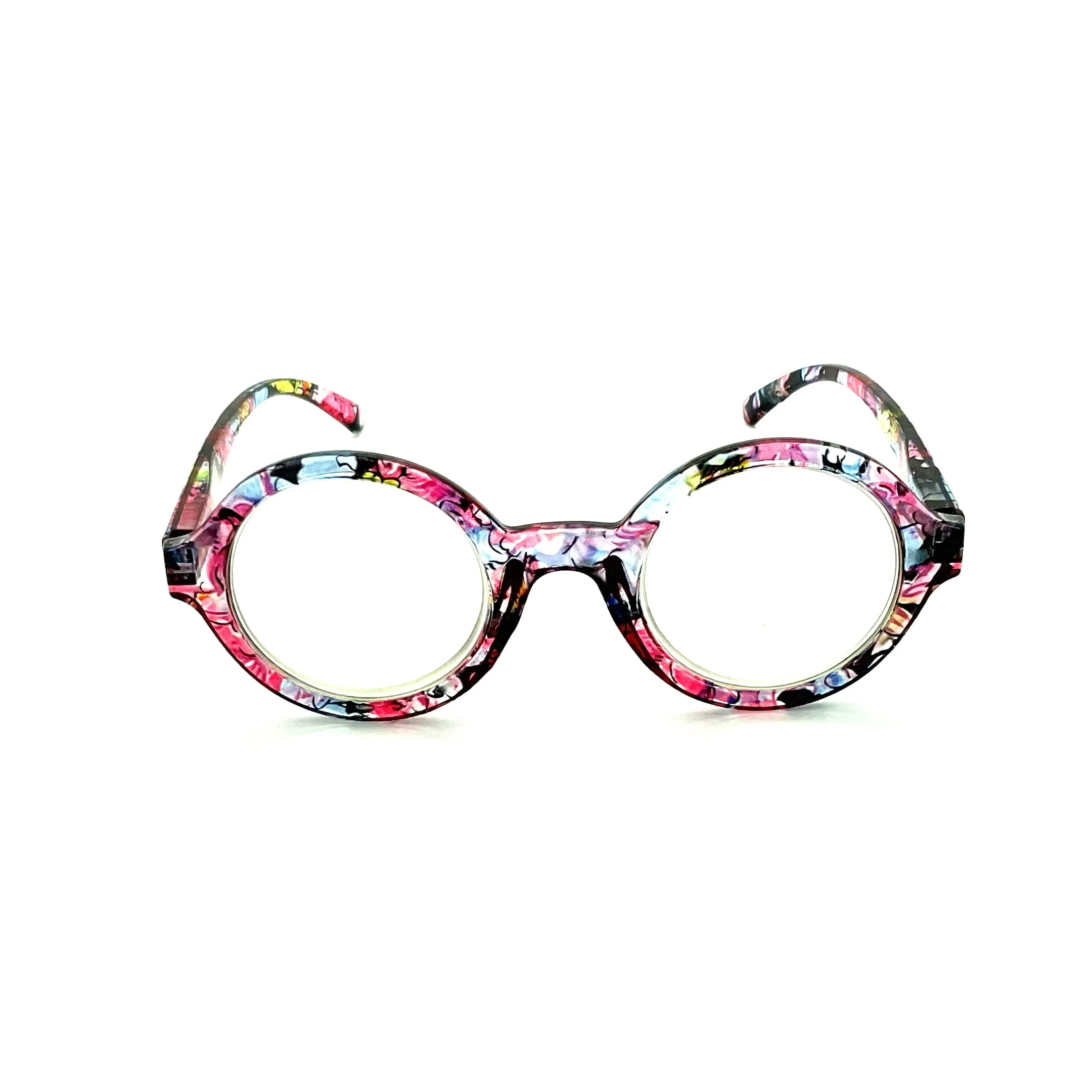 Jive Bomber Round Tye-Die & Fun Print Blue Light Blocking Reading Glasses