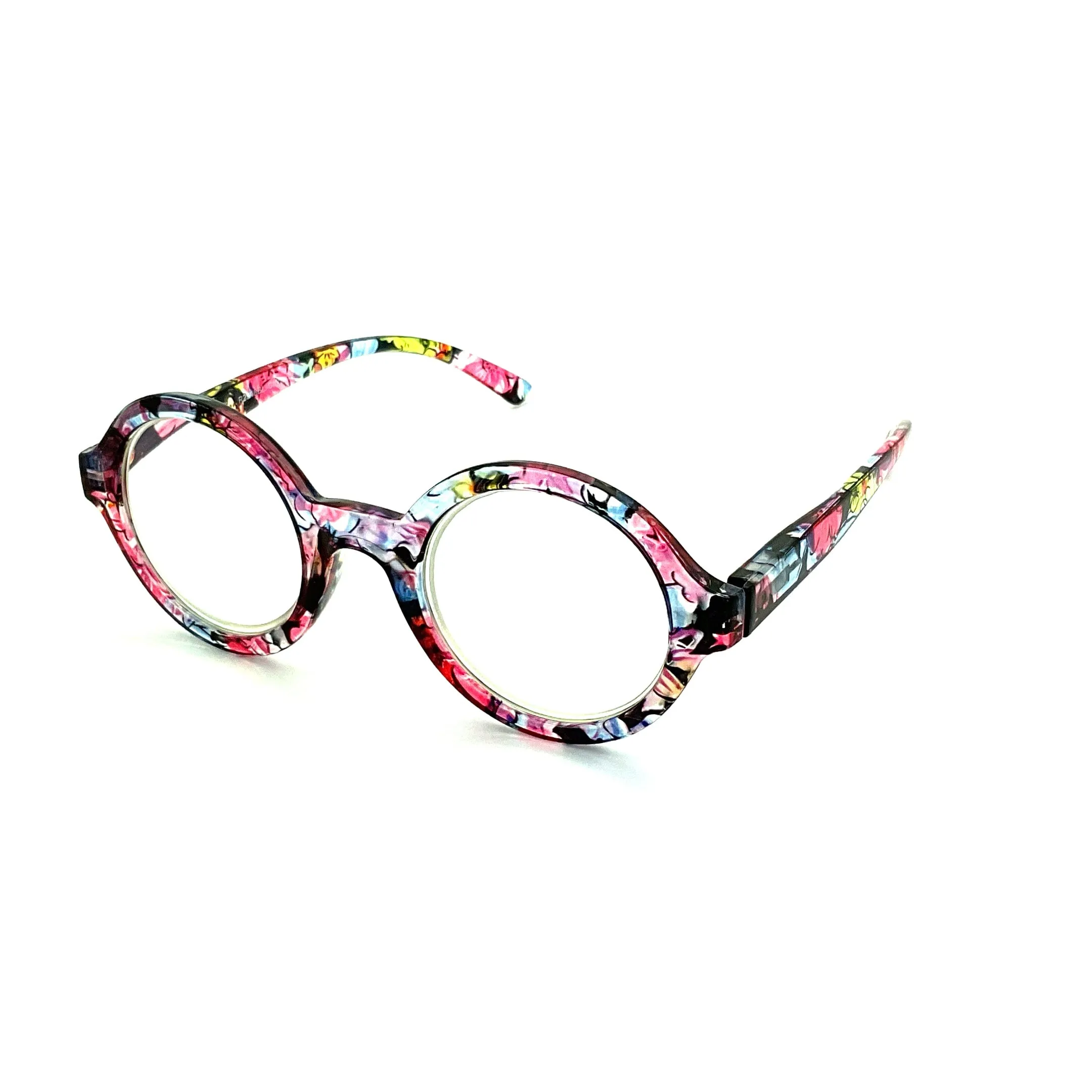 Jive Bomber Round Tye-Die & Fun Print Blue Light Blocking Reading Glasses