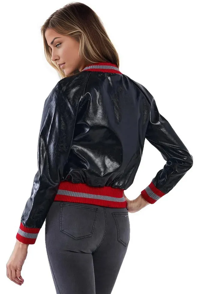 Karlee Womens Stylish Baseball Leather Jacket