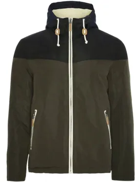 Koeman Colour Block Hooded Windbreaker Jacket in Khaki