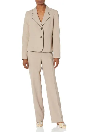 Le Suit Women's 2 Button Framed Jacket & Pant Suit