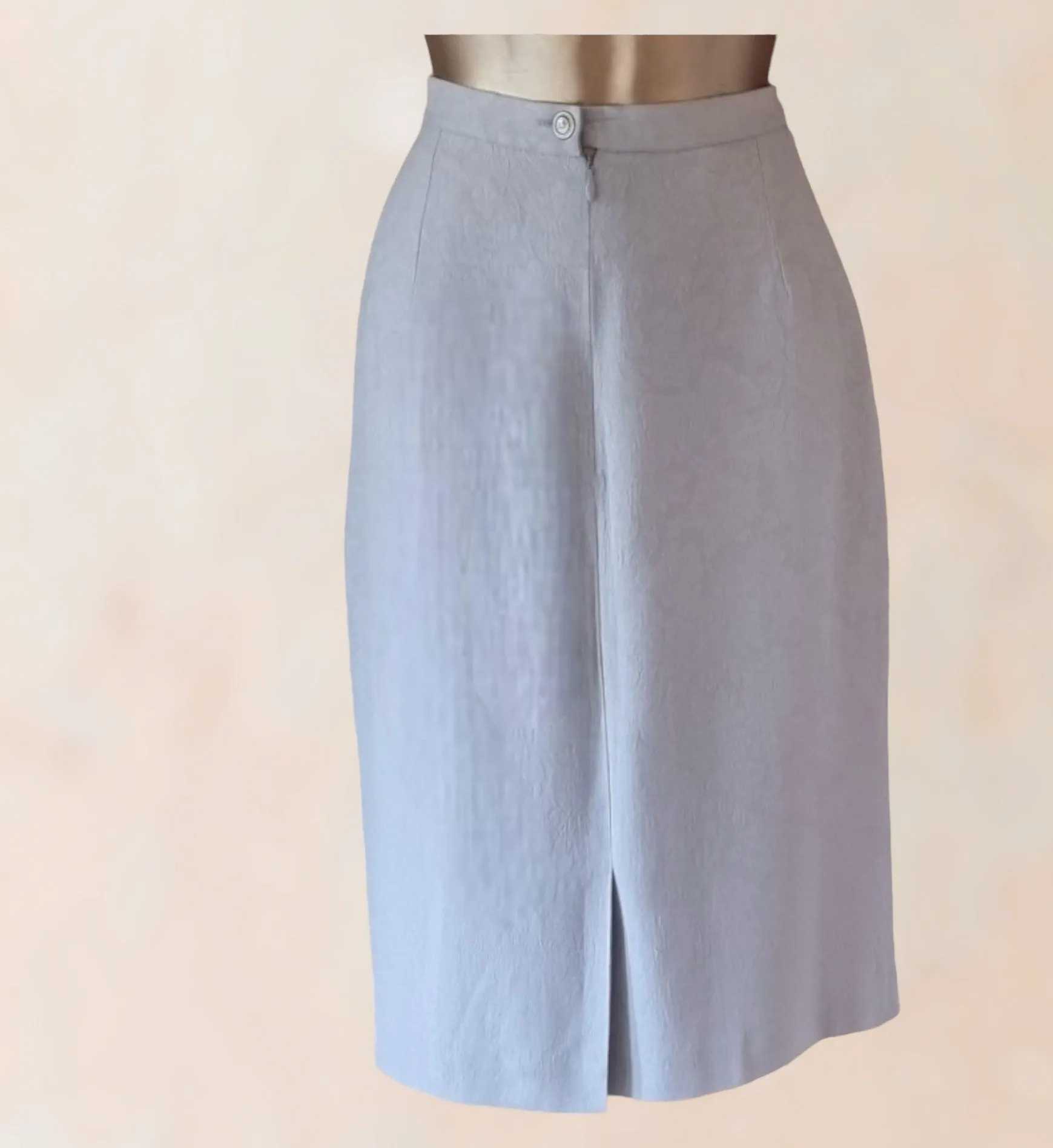 Louise Kennedy Silver Grey Lined Pencil Skirt UK 8 US 4 EU 36