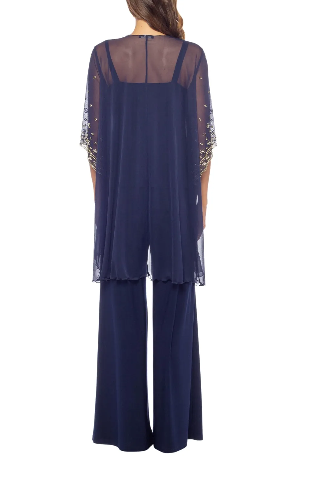 Marina Strap Neck Sleeveless Sequin Bodice Jersey Pants with Jacket