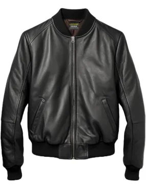 Men Leather Jacket  Black Bomber - Leather Jacket Men