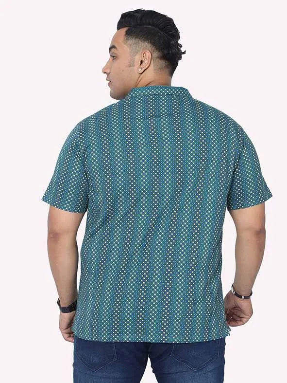 Men Plus Size Matrix Digital Printed Polo Collar T-shirt