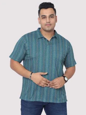 Men Plus Size Matrix Digital Printed Polo Collar T-shirt