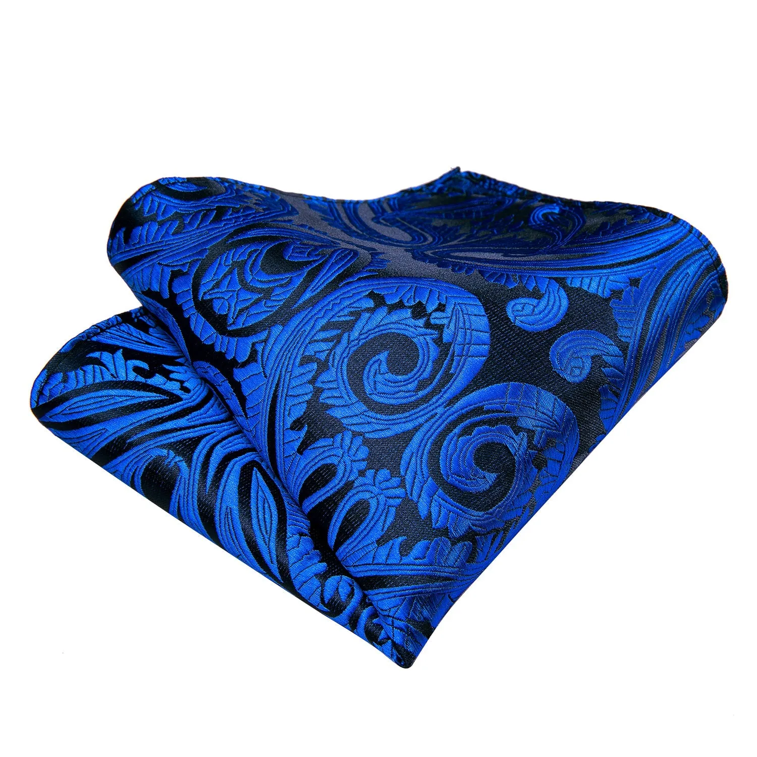 Men's  Blue Paisley Silk Men's Vest Hanky Cufflinks Tie Set