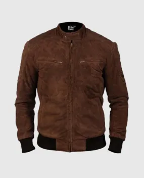 Men's Bomber Brown Suede Leather Jacket