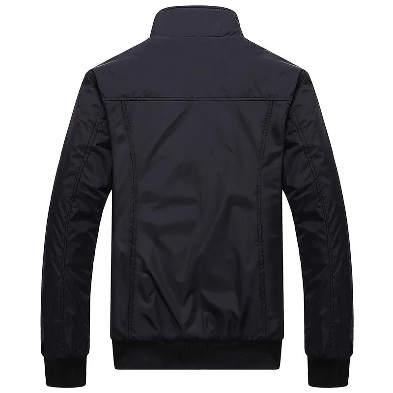 Mens Jackets Spring Autumn Casual Coats Solid Color Mens Sportswear Stand Collar Slim Jackets Male Bomber Jackets 4XL