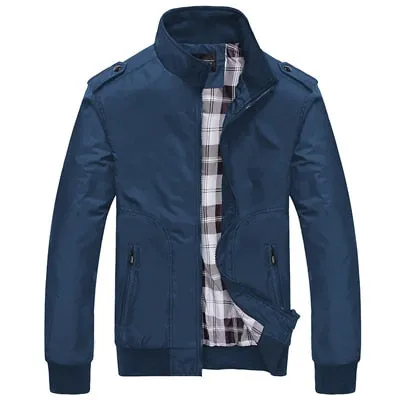 Mens Jackets Spring Autumn Casual Coats Solid Color Mens Sportswear Stand Collar Slim Jackets Male Bomber Jackets 4XL