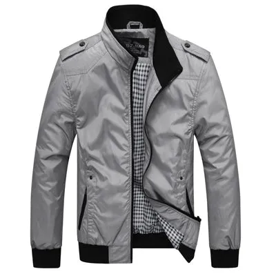 Mens Jackets Spring Autumn Casual Coats Solid Color Mens Sportswear Stand Collar Slim Jackets Male Bomber Jackets 4XL