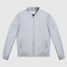 Men's Suede Leather White Bomber Jacket