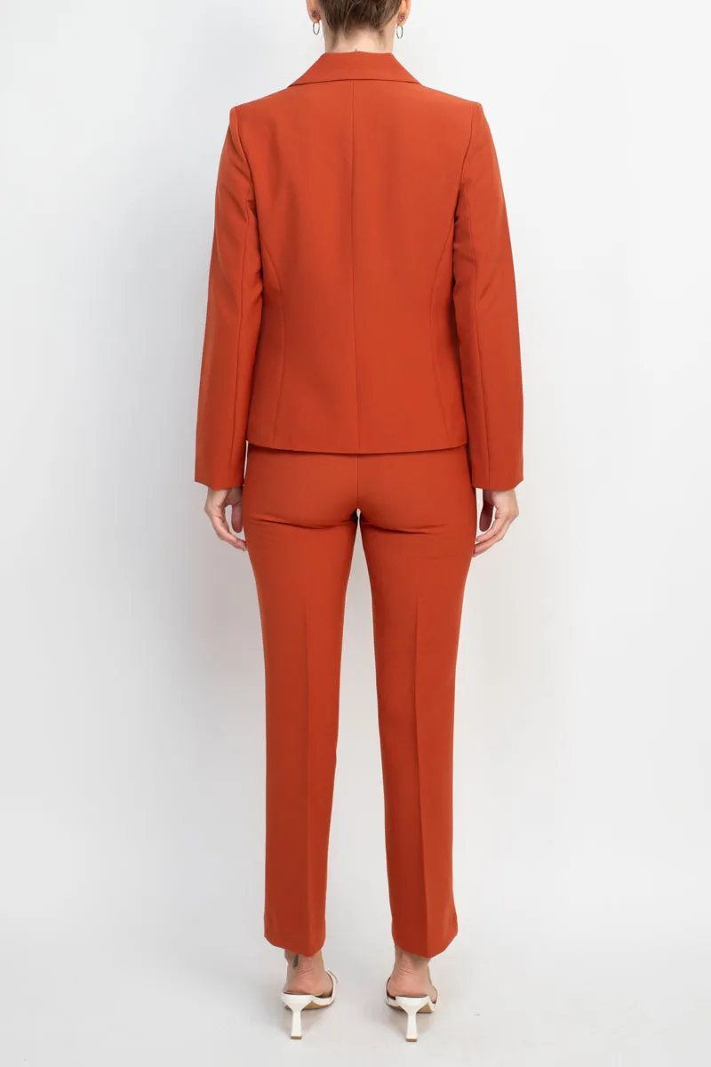 Nanette Lepore notched collar long sleeve two button closure twill jacket with bi-stretch straight pant