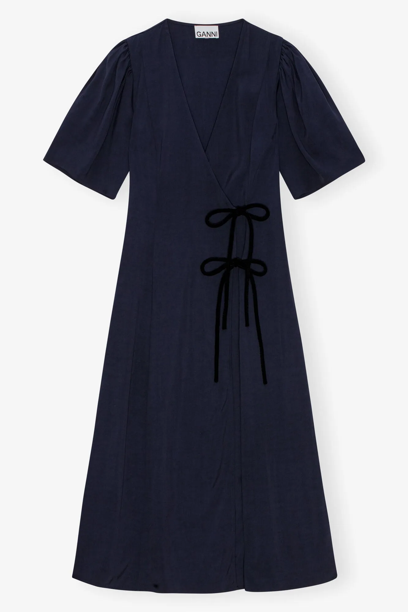 Navy Blue Wrap Midi Dress