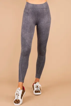 On The Run Gray Ribbed Leggings