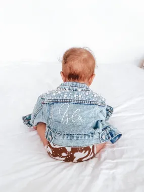 Oversized Pearl Denim Jacket - Kids