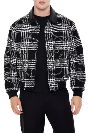 Plaid Rope Print Bomber Jacket