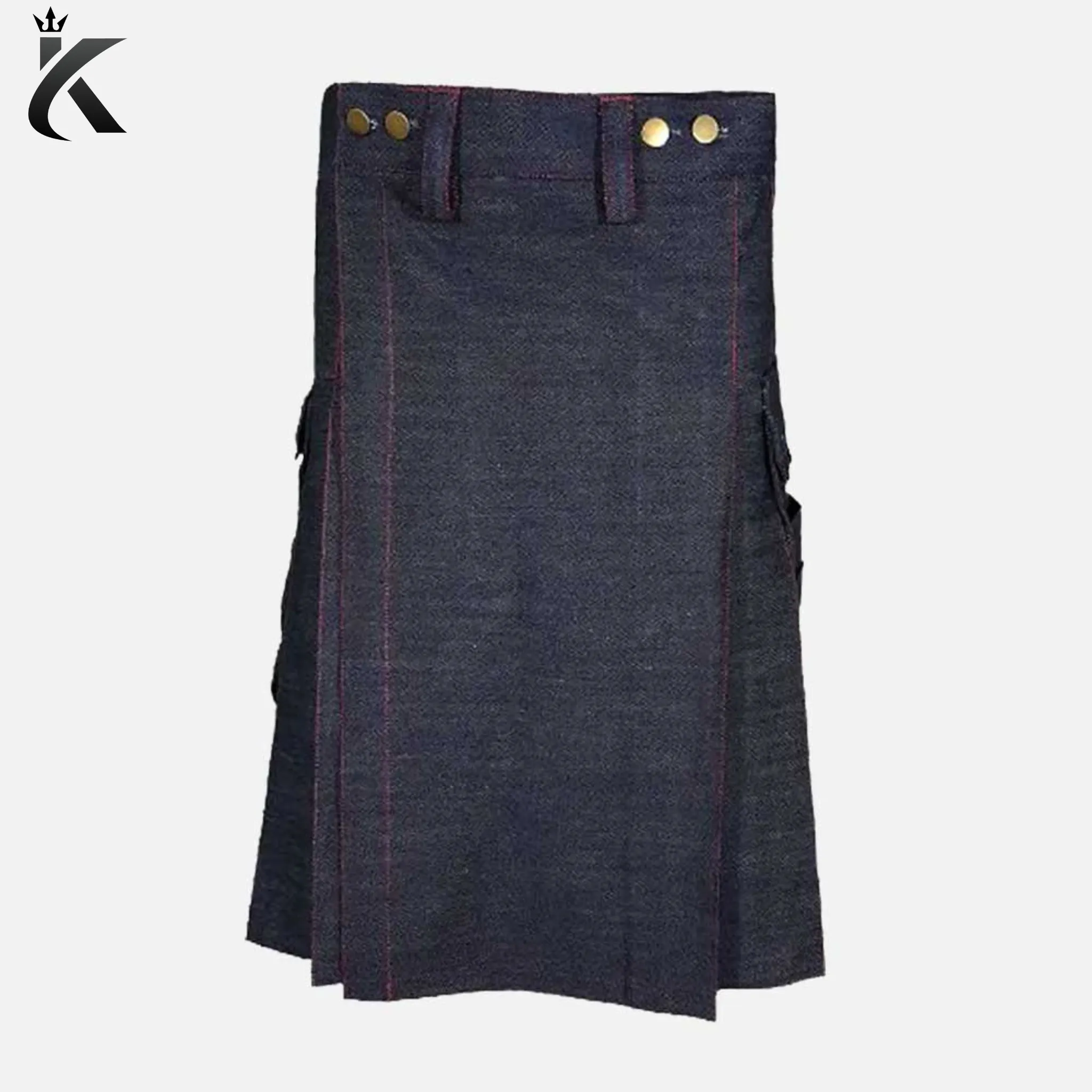 Premium Scottish Denim Black Fashion Kilt For Men - Timeless Style