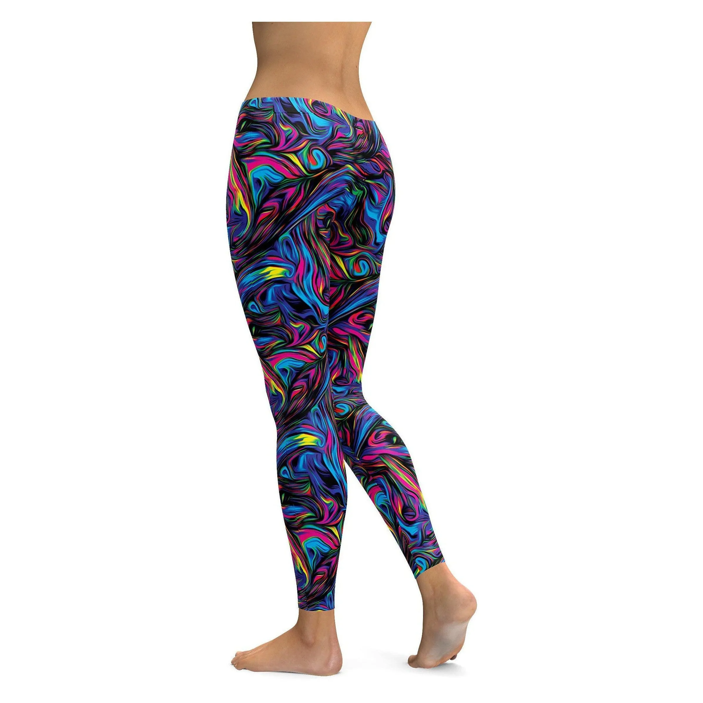 Psychedelic Neon Paint Leggings