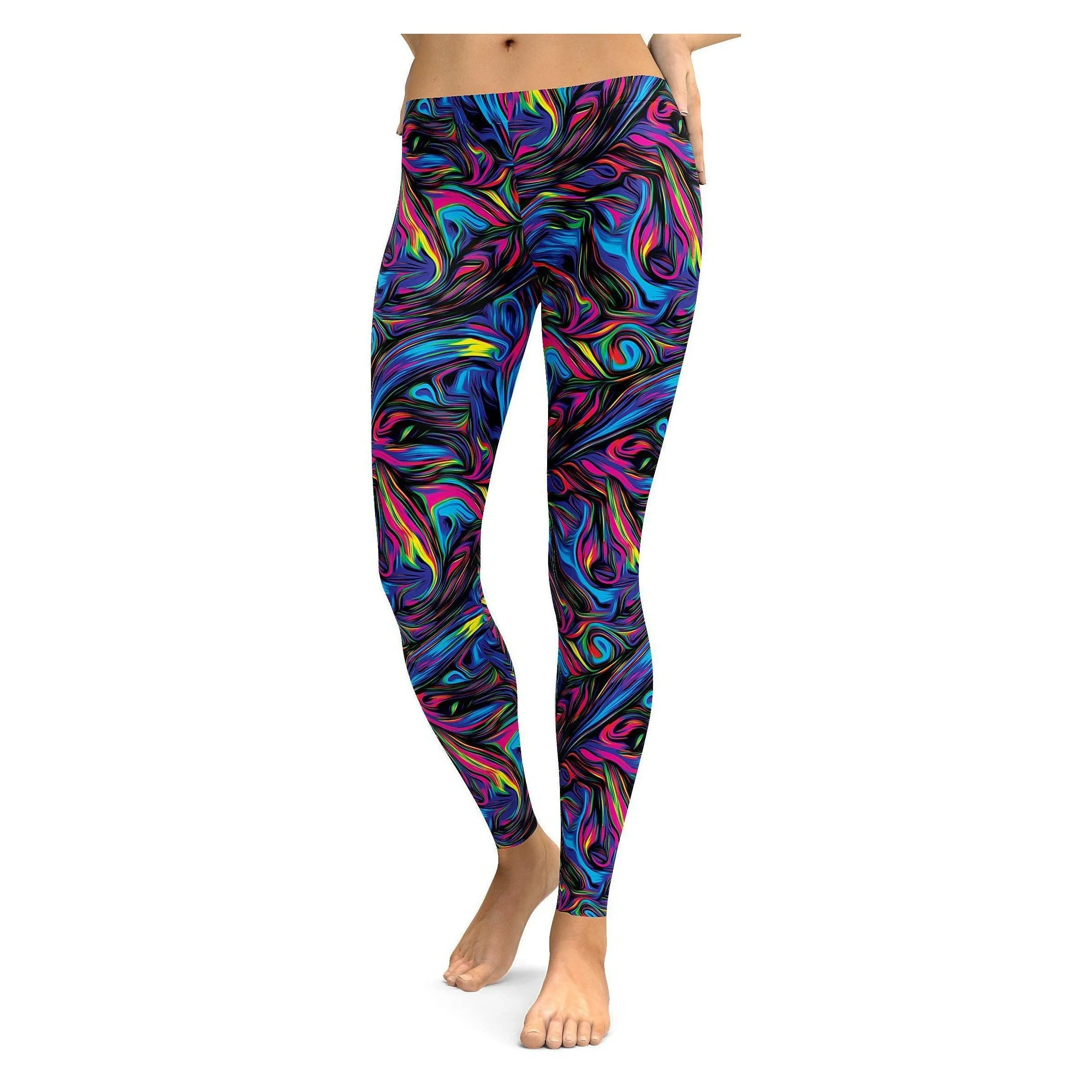 Psychedelic Neon Paint Leggings