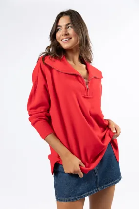 Pulling Heartstrings Red Quarter Zip Pullover