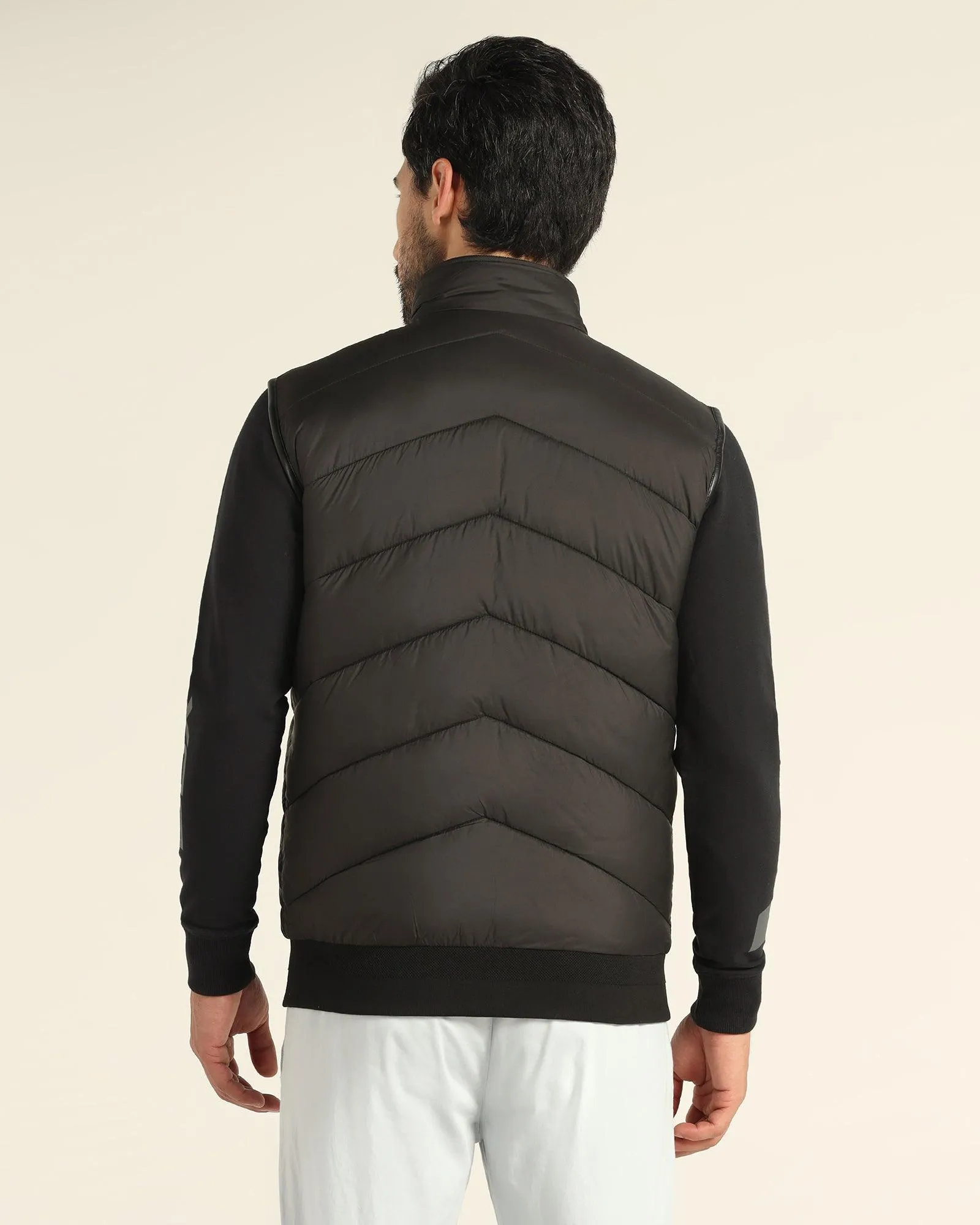 Reversible Black Solid Zipper Jacket - Cabe