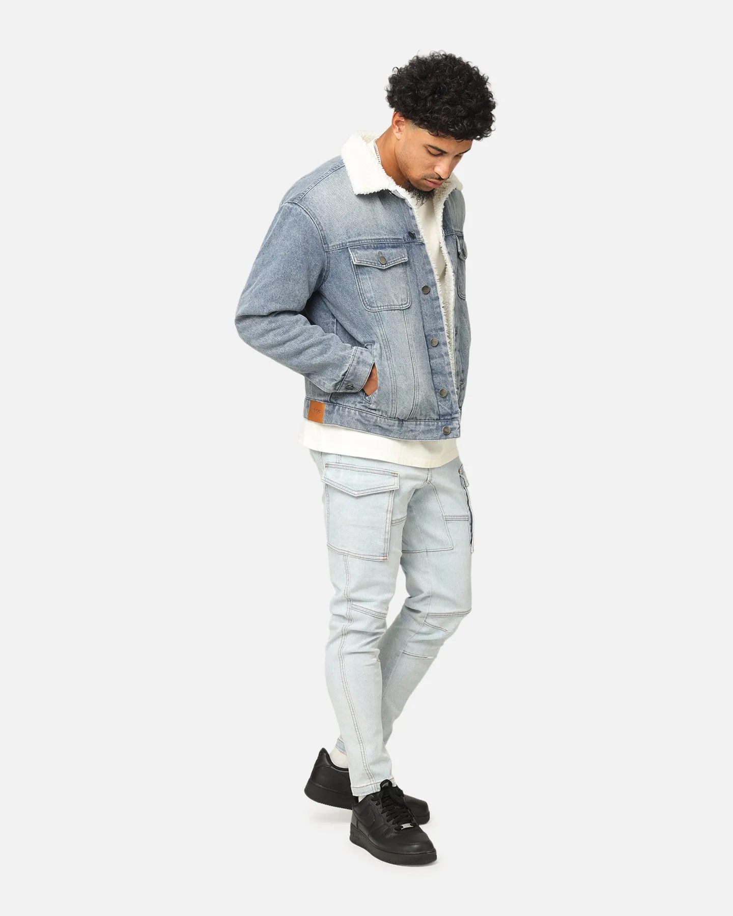 Saint Morta Sherpa Boxy Denim Jacket Dirty Denim