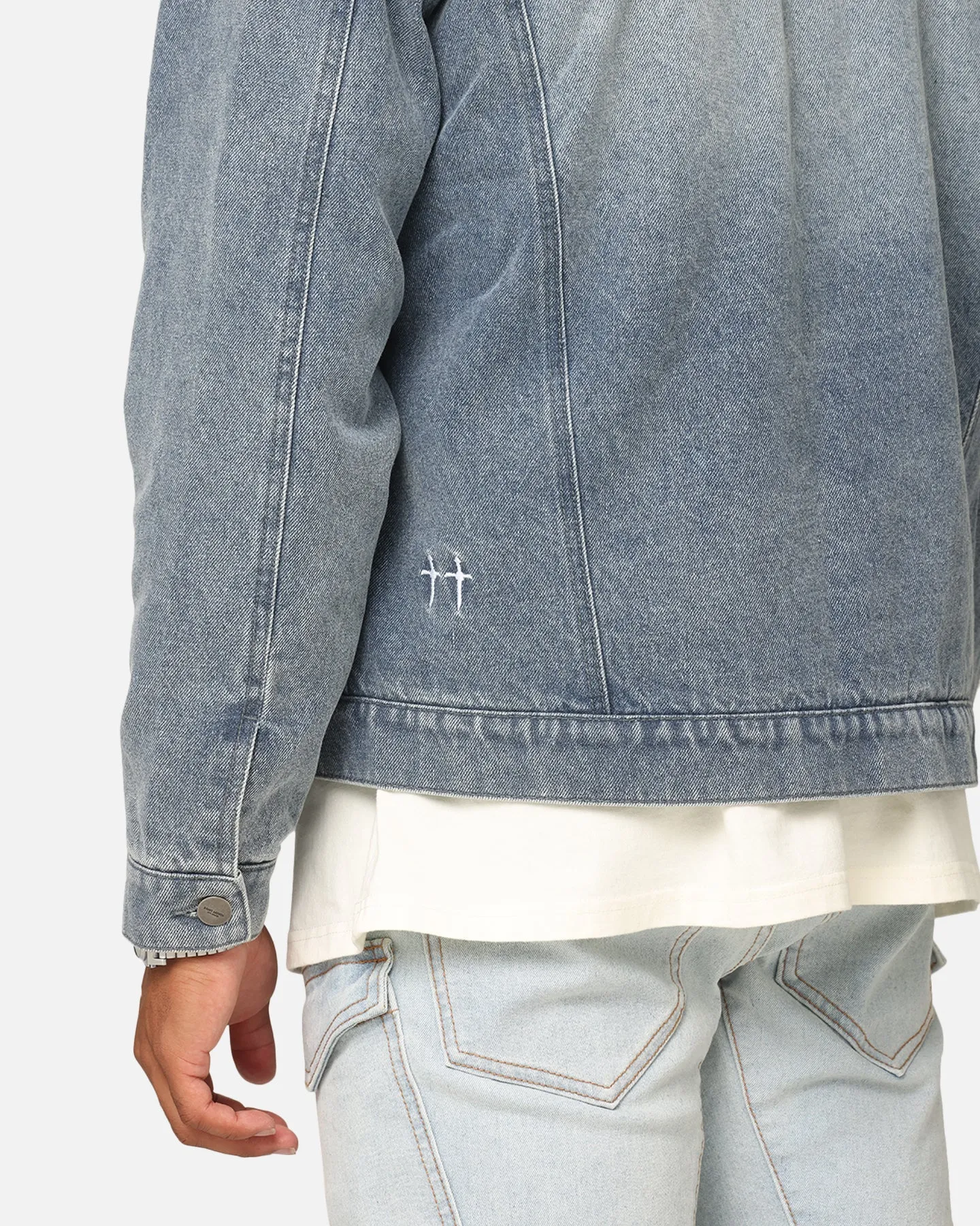 Saint Morta Sherpa Boxy Denim Jacket Dirty Denim