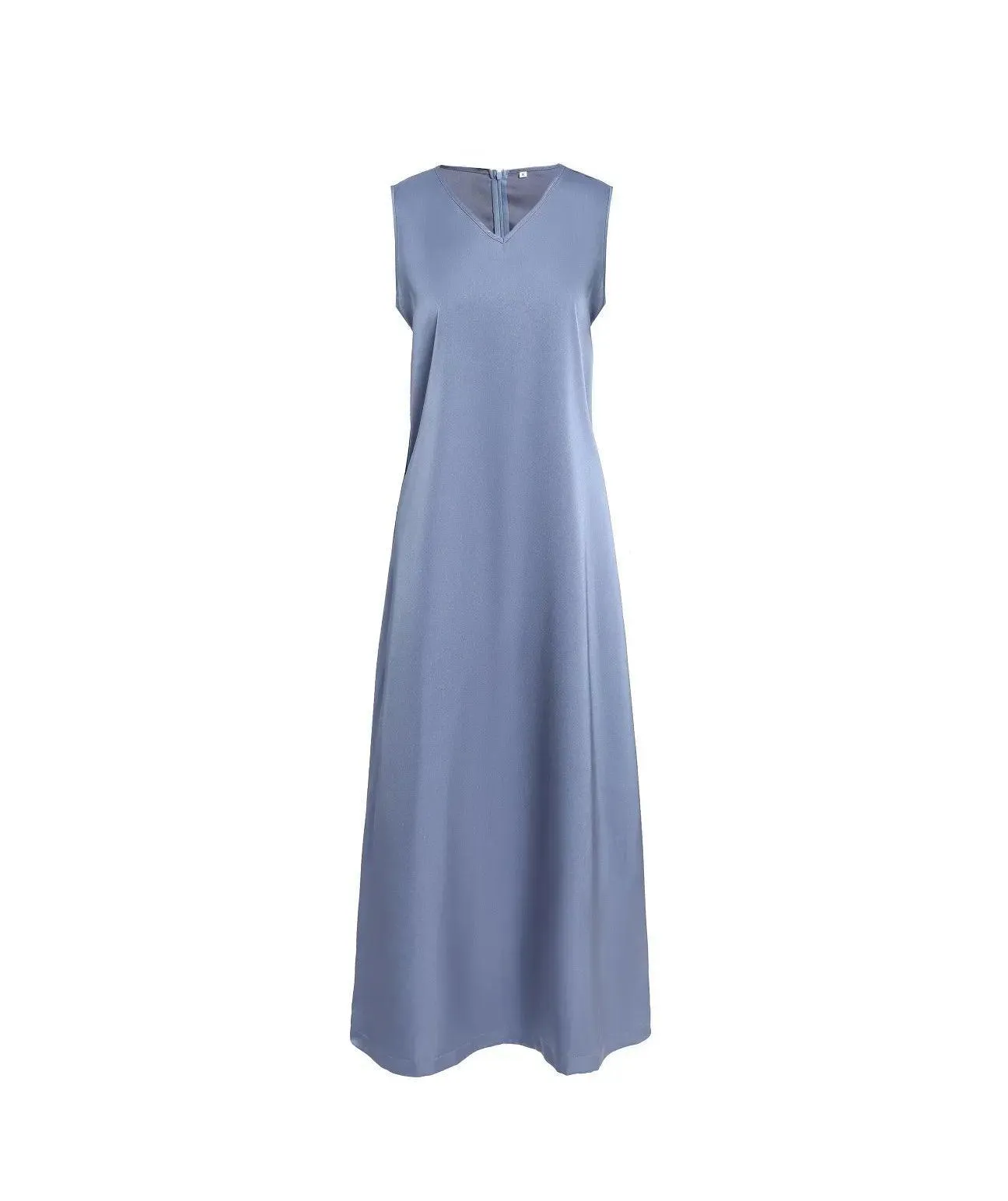 Satin Maxi Dress: Silk Blend Elegance with V-Neckline