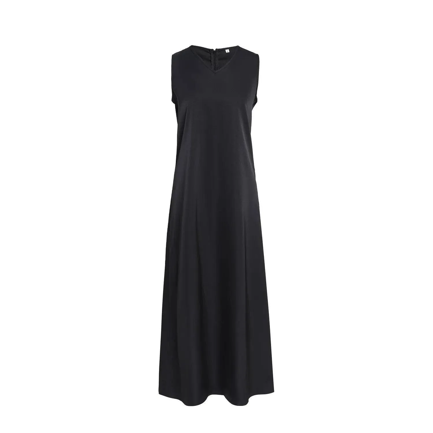 Satin Maxi Dress: Silk Blend Elegance with V-Neckline