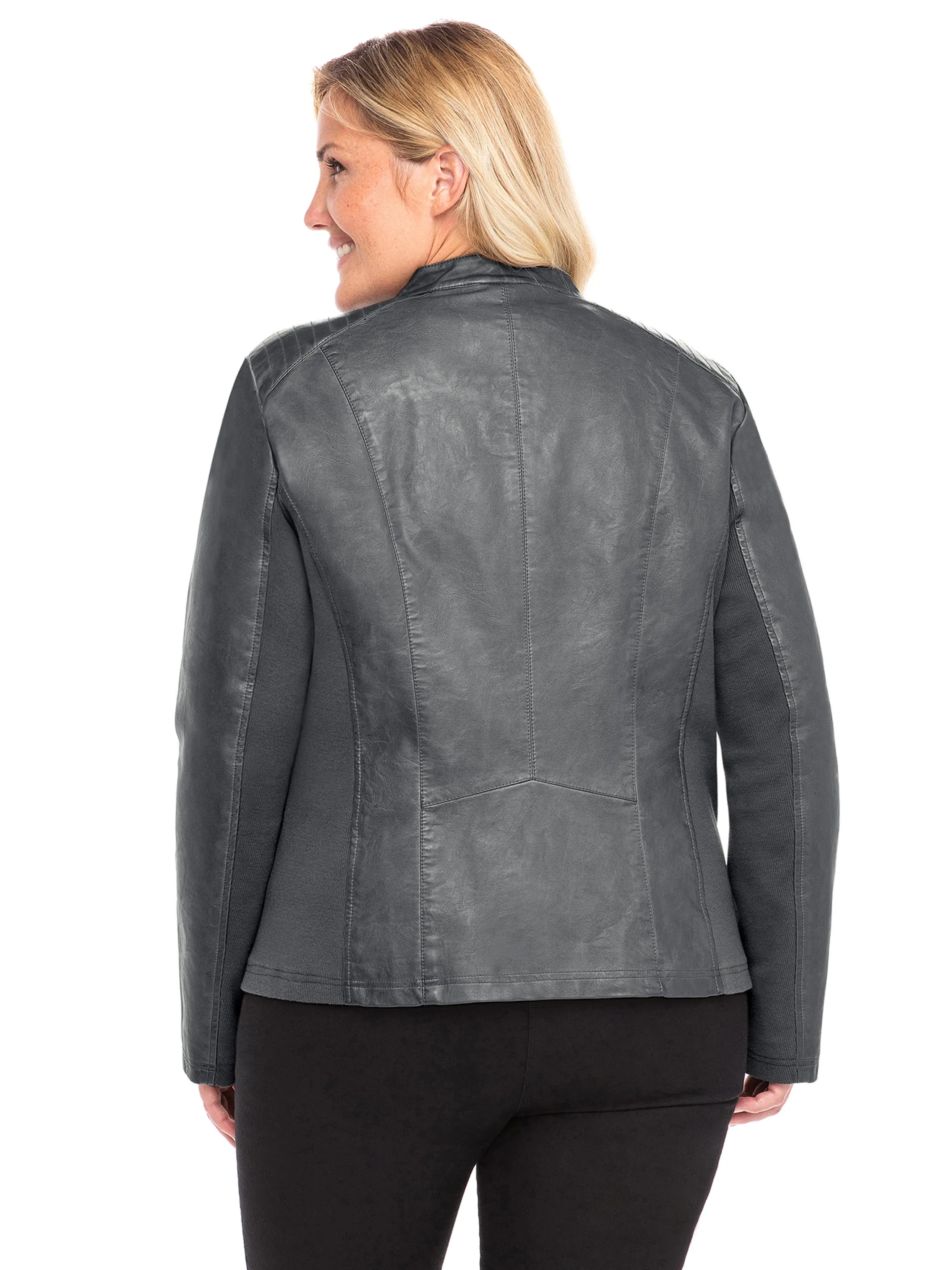 Sebby Collection Plus Faux Leather Jacket