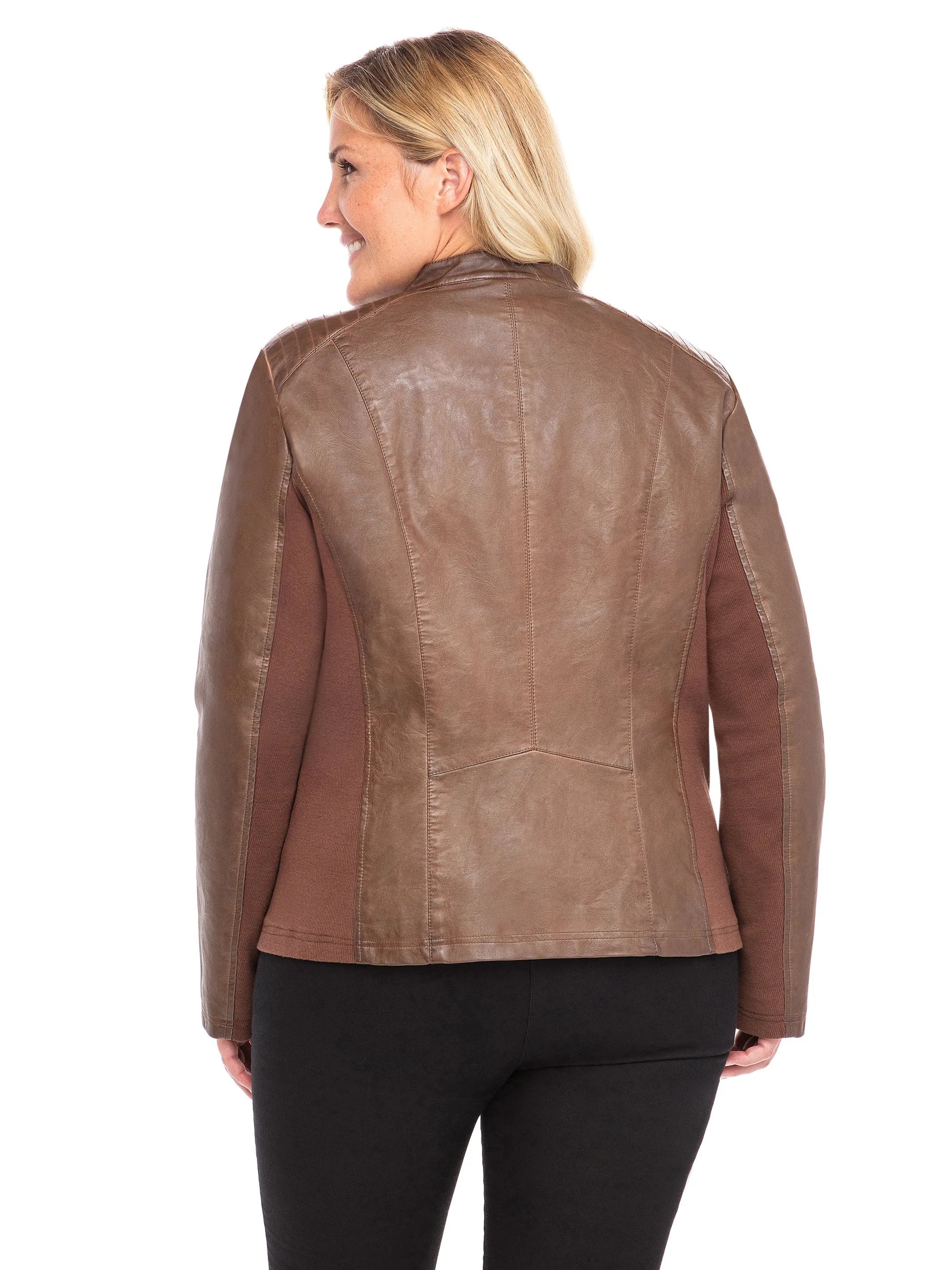 Sebby Collection Plus Faux Leather Jacket