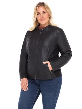 Sebby Collection Plus Faux Leather Jacket